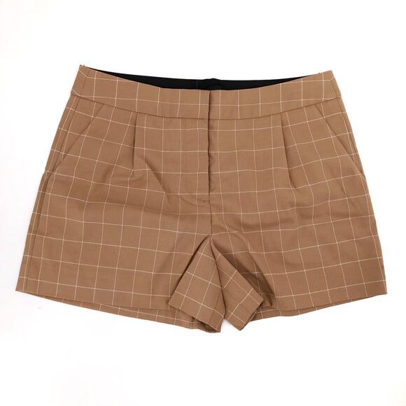 AX Armani Exchange Pleated Window Pane Shorts Woman Size 0 New $95 - Picture 2 of 5